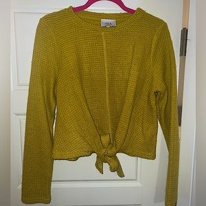 J.O.A. Cropped Front Tie Knit Sweater